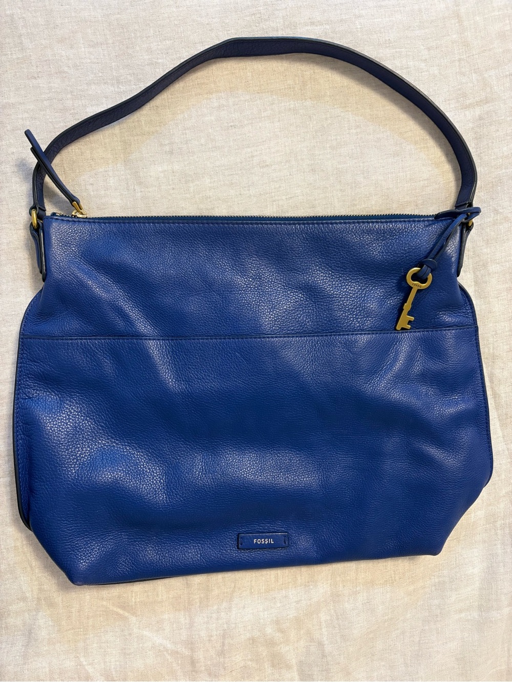 Fossil Cobalt Royal Blue Pebbled Leather Shoulder Bag Purse